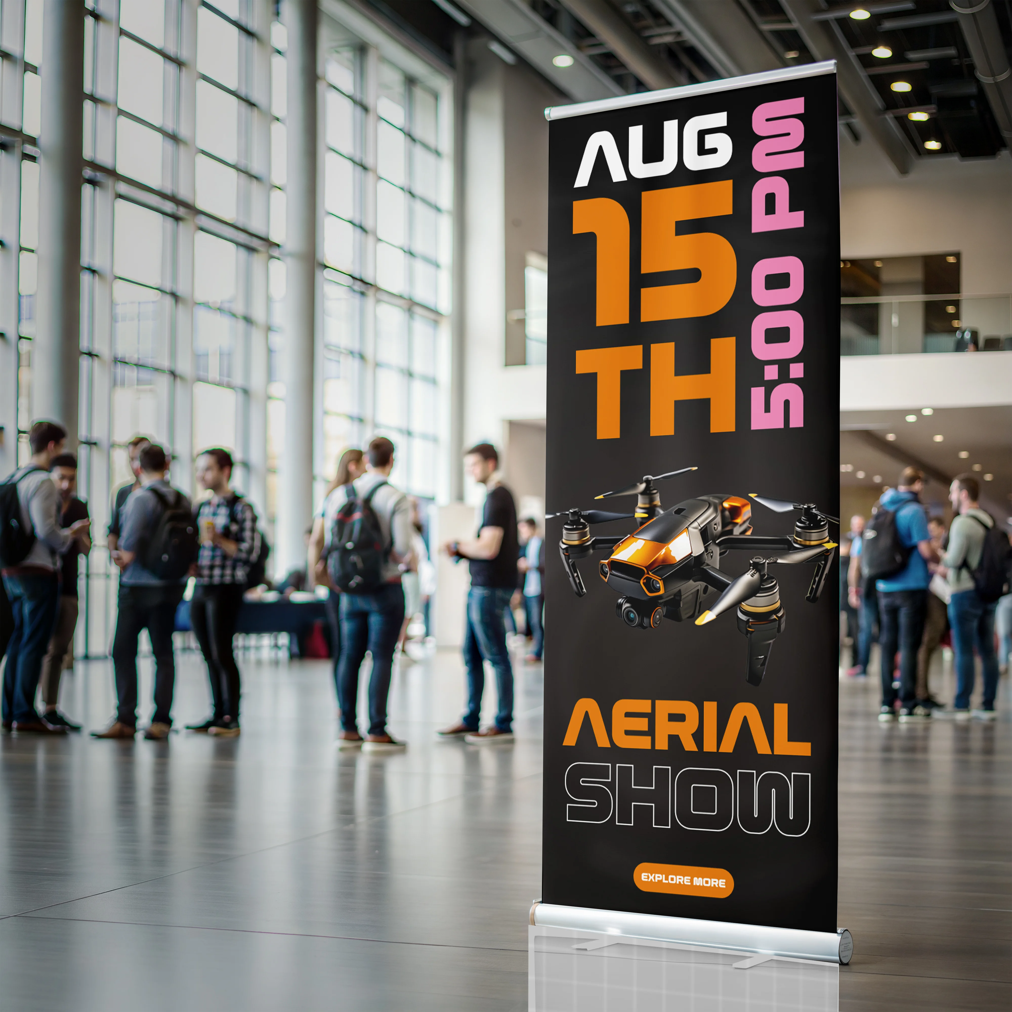 Drone Aerial Show Roll-Up Banner Design