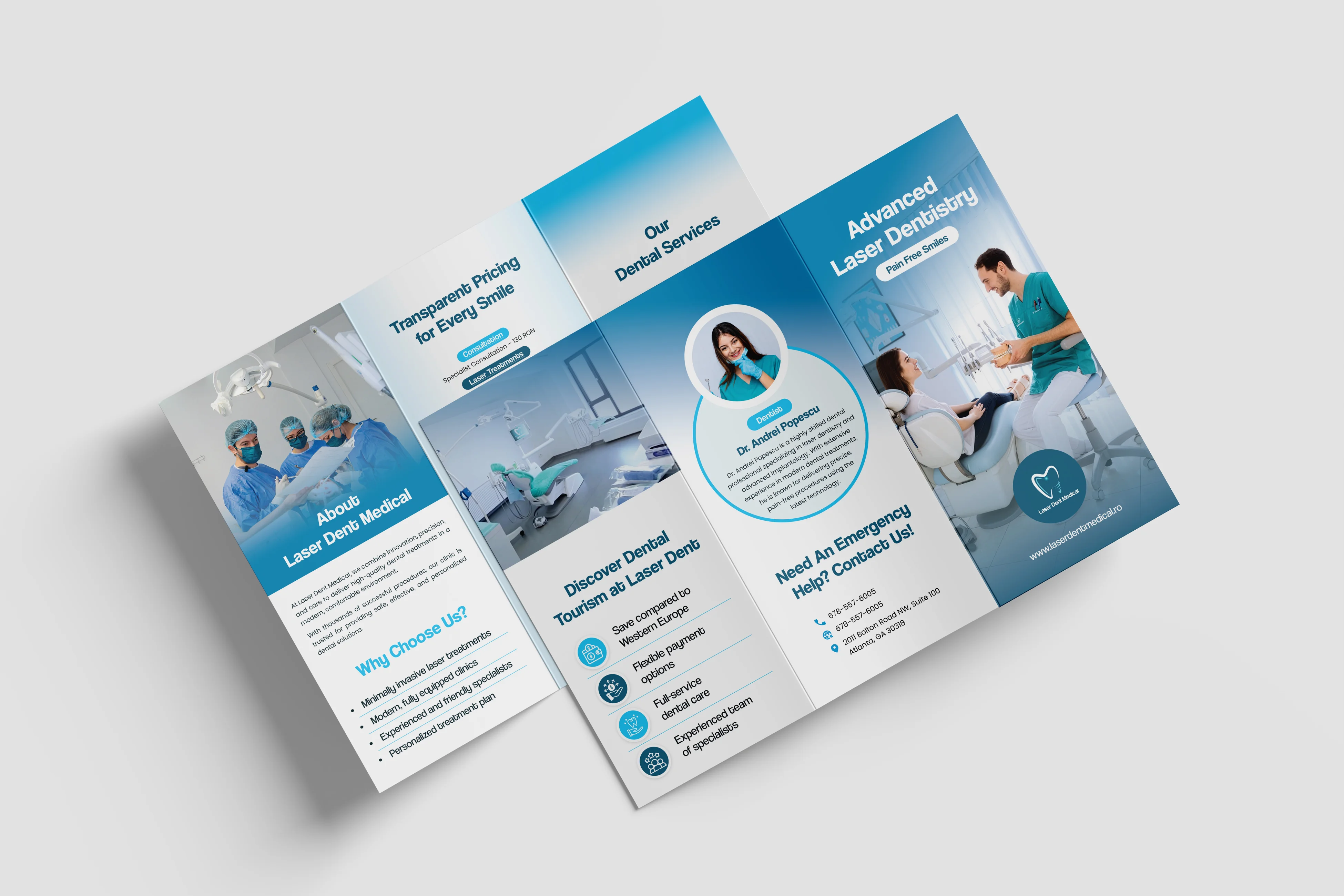 Tri-Fold Brochure Design for Dental Hospital
