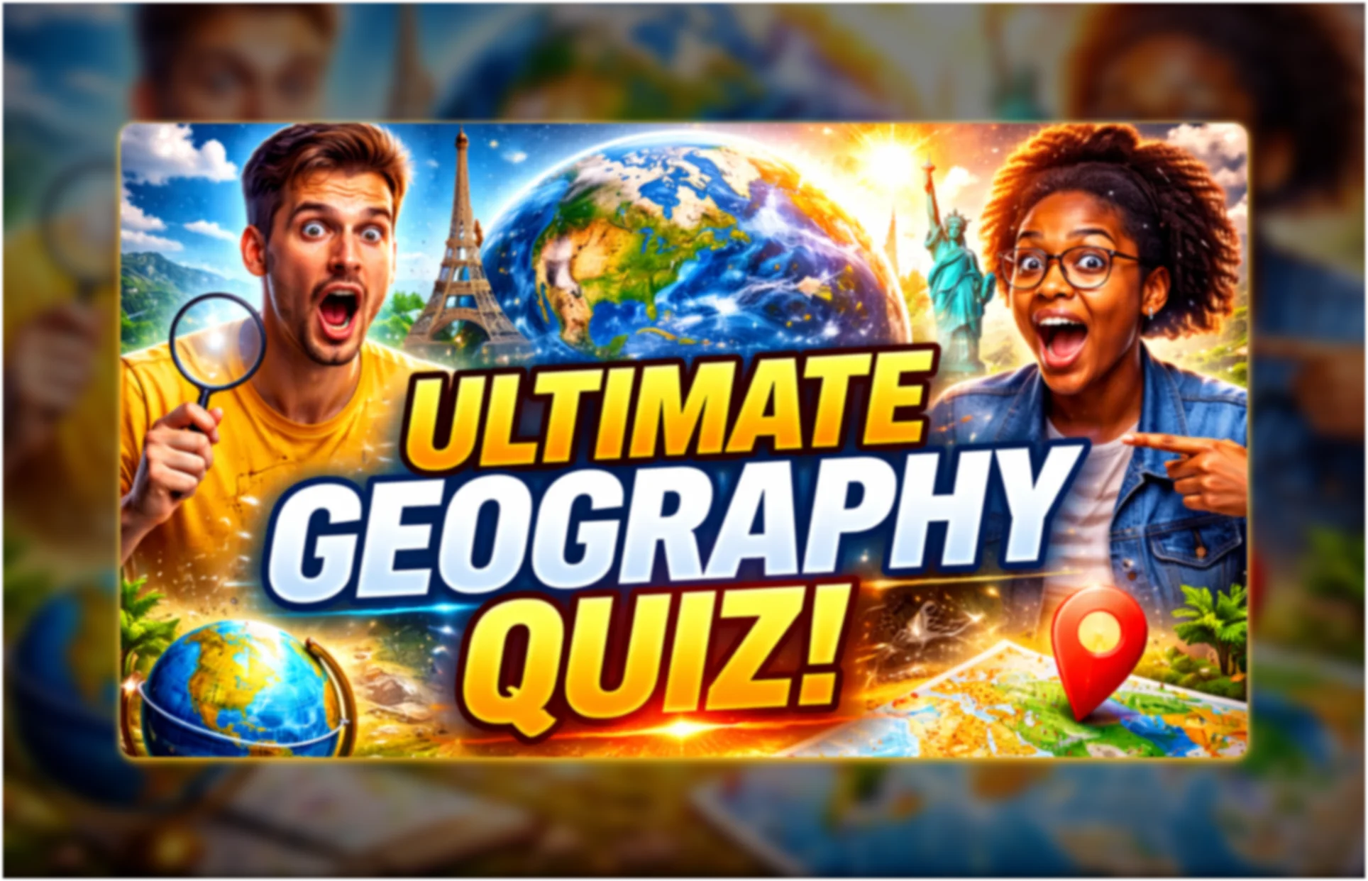 Geography Quiz YouTube Thumbnail Design