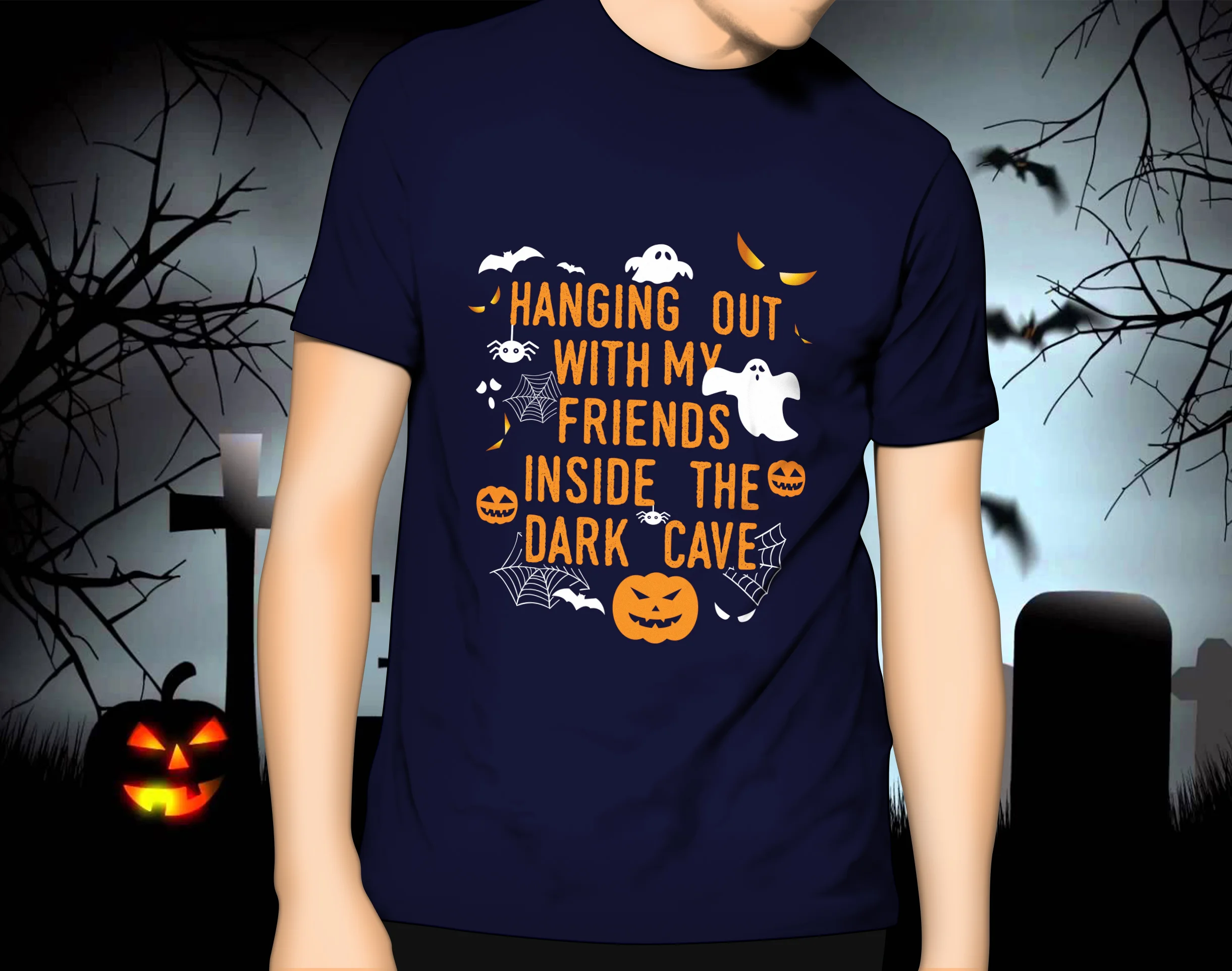 T-Shirt Design – Hanging Out With My Friends Inside the Dark Cave