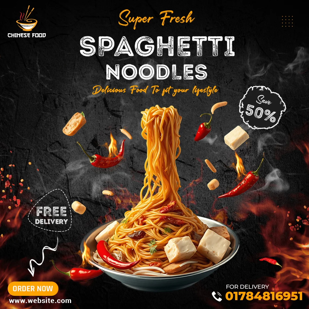 Super Fresh Spaghetti Noodles Offer Social Media Post Design