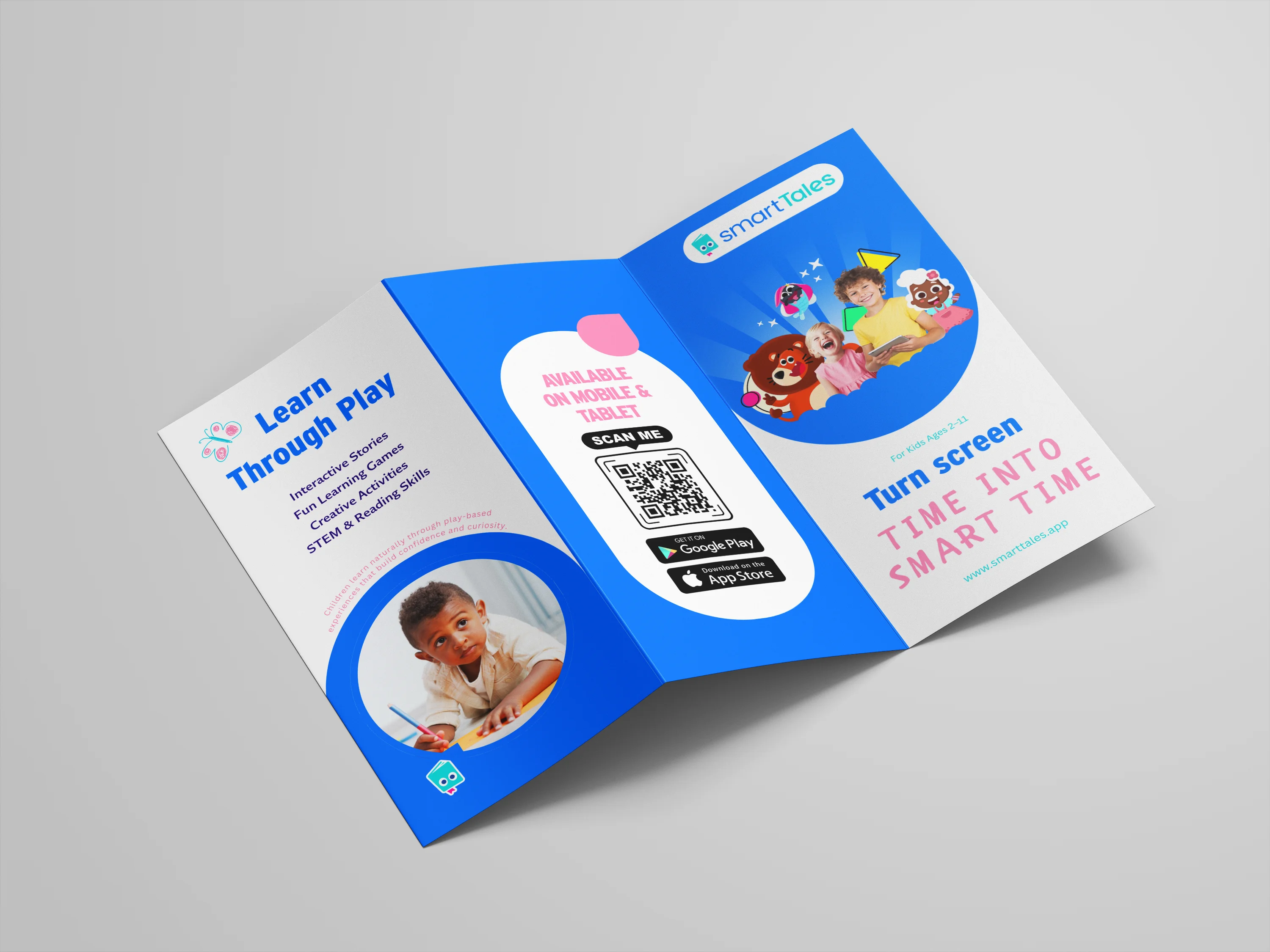 Tri-Fold Brochure Design for SmartTales Education App
