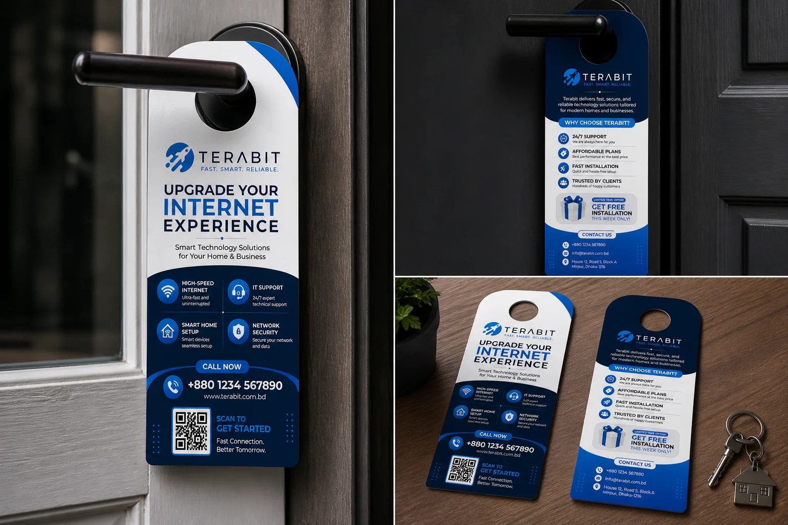 Minimal Door Hanger Design for Internet Service