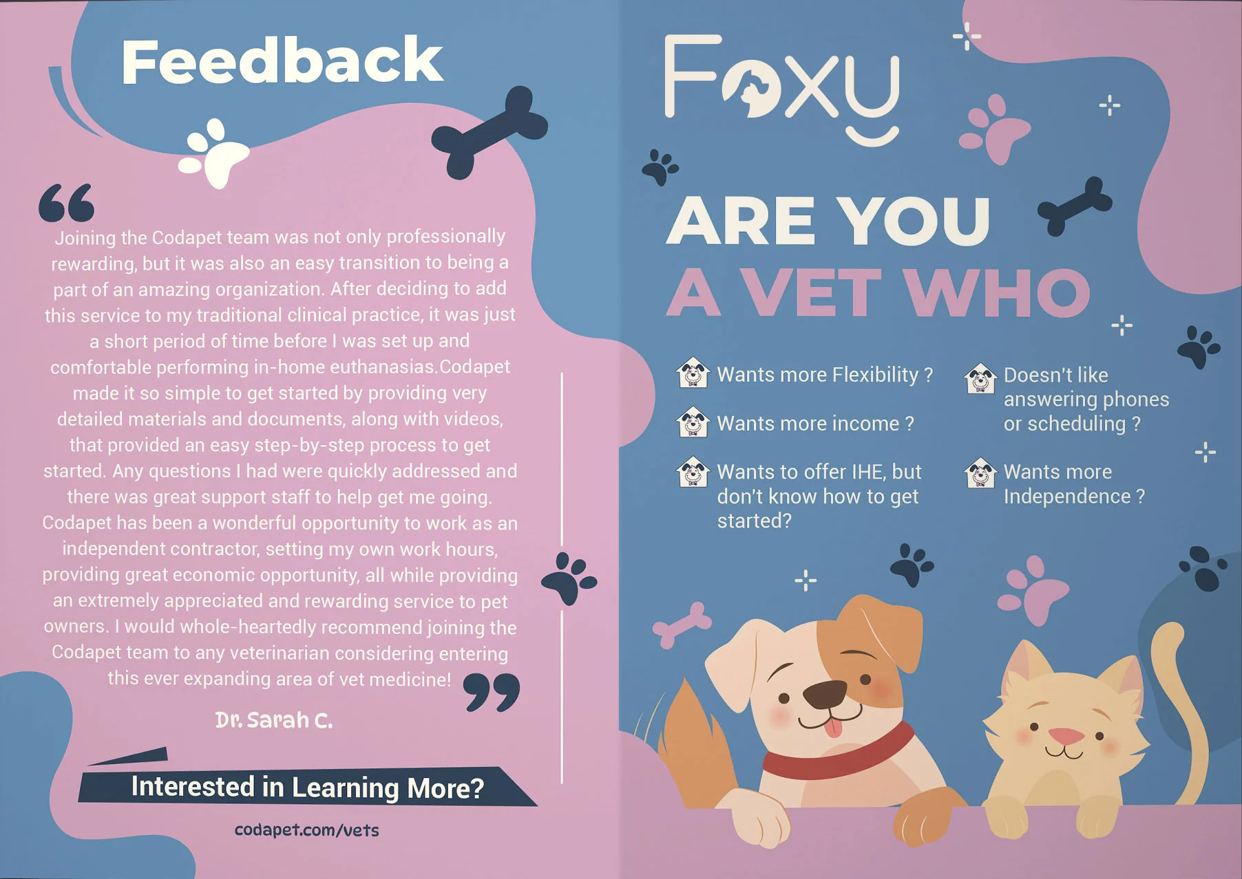 Foxy Pet Care Center Bi-Fold Brochure Design