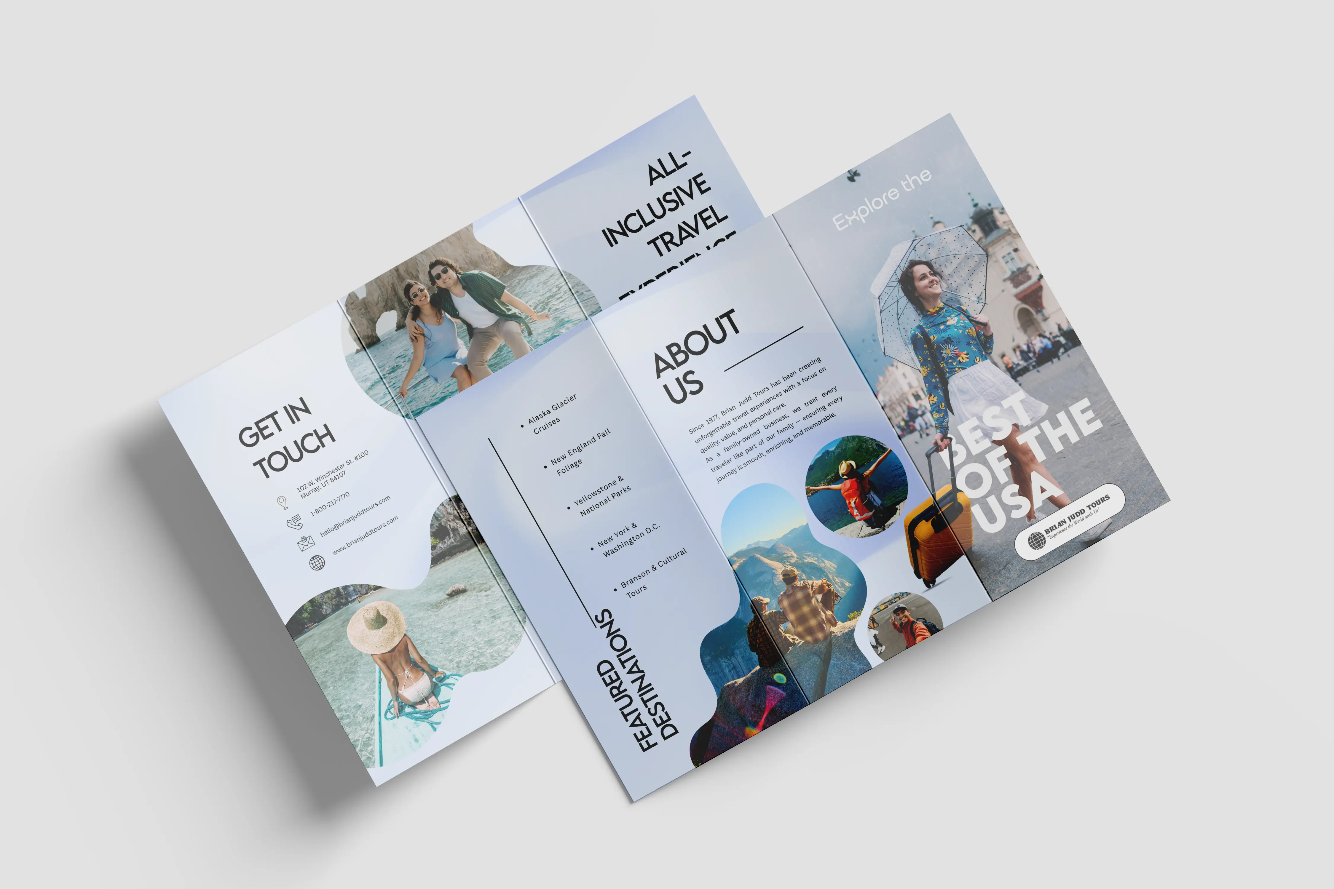 Brian Judd Tours Tri-Fold Brochure Design | Modern Travel Agency Brochure