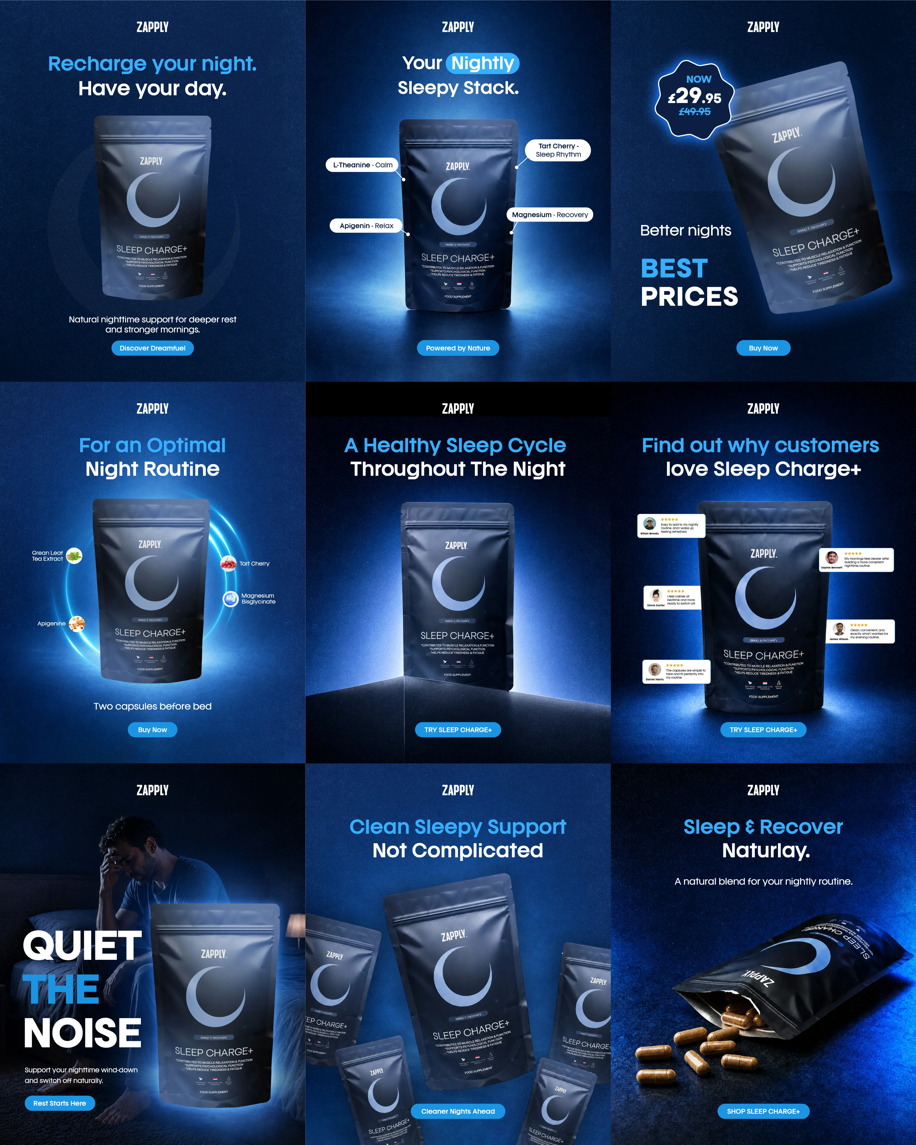 Zapply Sleep Charge+ | Supplement Ad Design
